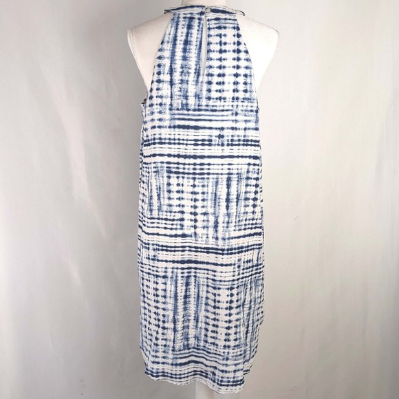 Cynthia Rowley Women's MED Blue 100% Linen Tie Dye Halter Neck Dress - Picture 4 of 8